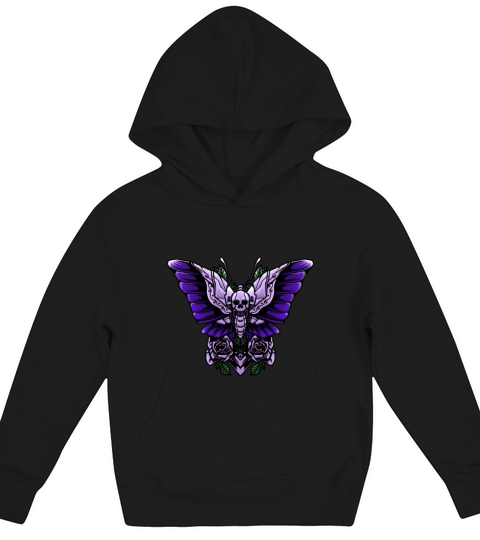 Purple Skull Butterfly Kids Hoodie