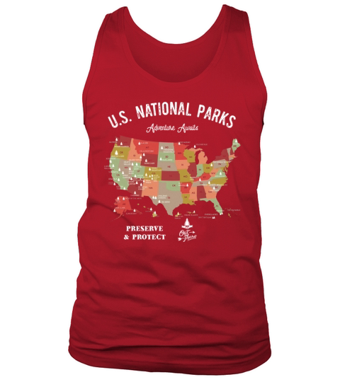 National Park Map Vintage Hiking Camping Men's Tank Top