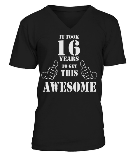 16th Birthday Get Awesome T Shirt Made in 2001 Men's V-Neck T-shirt