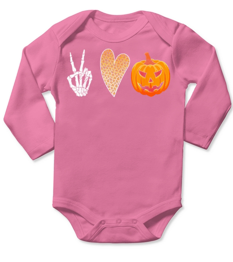 Halloween Skeleton Peace Love Pumpkin Leopard Long Sleeve Baby One-Piece