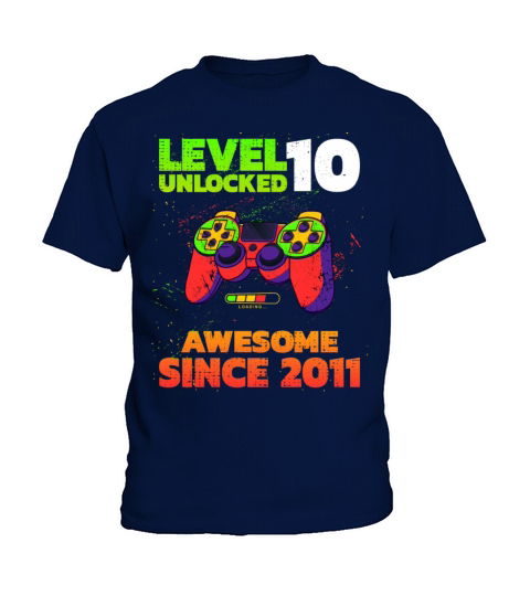 Level 10 Unlocked Awesome Since 2011 Birthday Kids T-Shirt