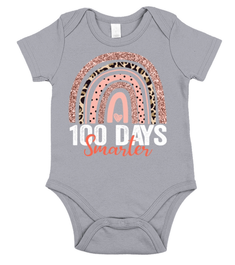 100 Days Smarter Happy 100th Day Of School Rainbow Short Sleeve Baby One-Piece