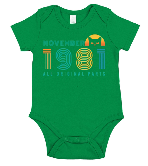 Born In November 1981 Cat Vintage Short Sleeve Baby One-Piece