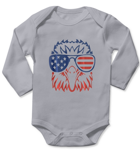 Patriotic Eagle - 4th of July USA American Flag Long Sleeve Baby One-Piece
