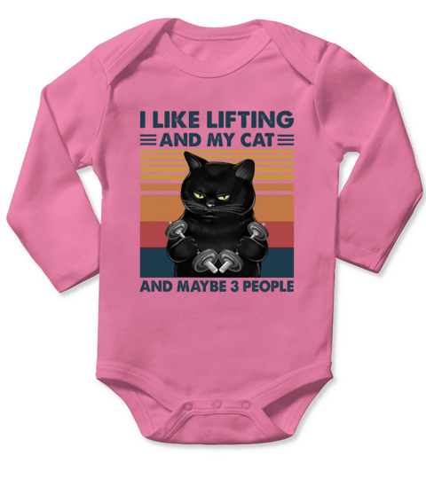 I Like Lifting And My Cat And Maybe Three People Long Sleeve Baby One-Piece