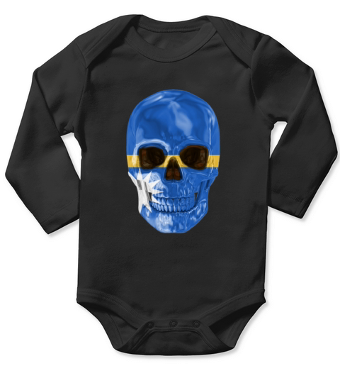 Skull Flag Of Nauru Long Sleeve Baby One-Piece