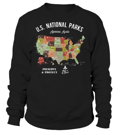 National Park Map Vintage Hiking Camping Men's Sweatshirt