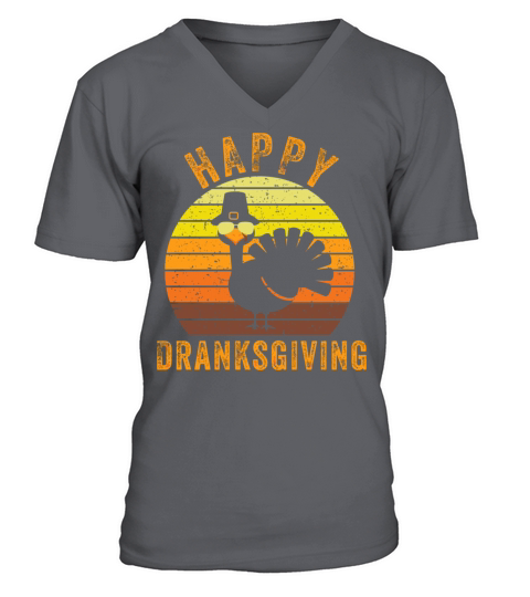 Vintage Happy Dranksgiving Drinksgiving Turkey Tha Men's V-Neck T-shirt