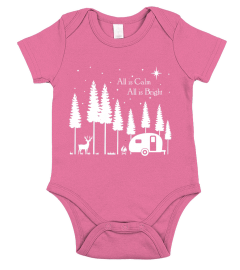 alll is calm all is bright tree camp Short Sleeve Baby One-Piece