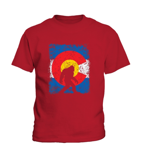 Bigfoot Flag Colorado Sasquatch Hunter Kids T-Shirt