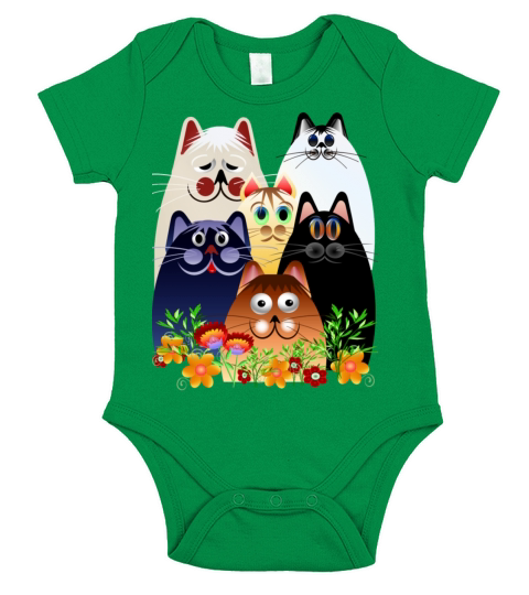 GARDEN CLOWDER of CATS Short Sleeve Baby One-Piece