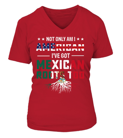 Mexican American roots flag T-shirt Women's V-Neck T-shirt