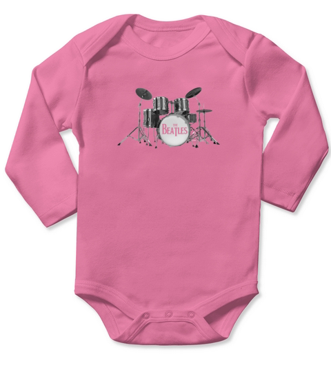 The Beatles Drums Black Long Sleeve Baby One-Piece