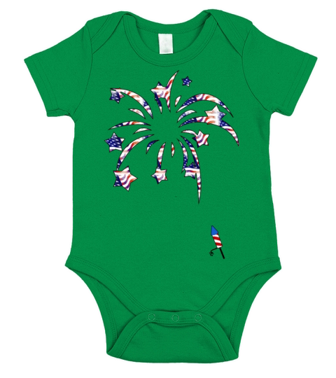 American USA National Flag Fireworks Independence Short Sleeve Baby One-Piece