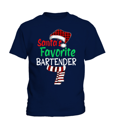 Santas Favorite Bartender Christmas Santa Red Clau Kids T-Shirt
