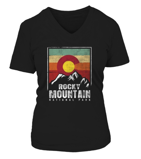 Vintage Rocky Mountain National Park Shirt Colorad Women's V-Neck T-shirt