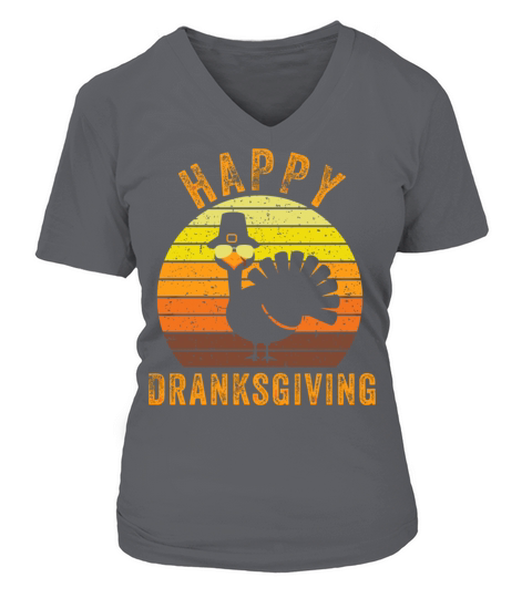 Vintage Happy Dranksgiving Drinksgiving Turkey Tha Women's V-Neck T-shirt