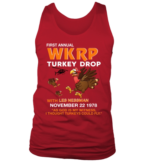 Thankgiving First Annual WKRP Turkey drop with les Men's Tank Top