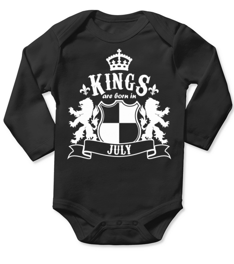 Kings are born in July Long Sleeve Baby One-Piece