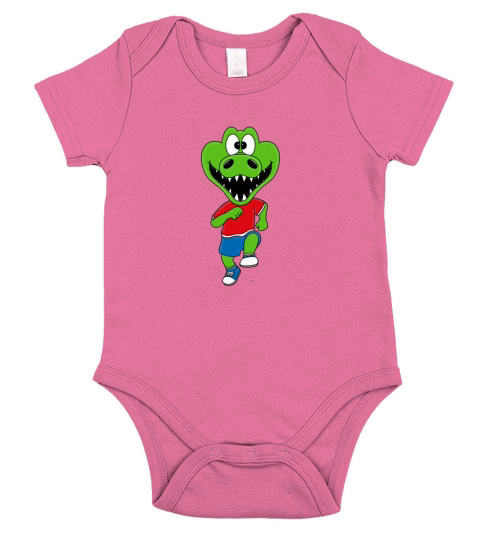 Funny Crocodile - Jogging - Sports - Animal - Fun Short Sleeve Baby One-Piece