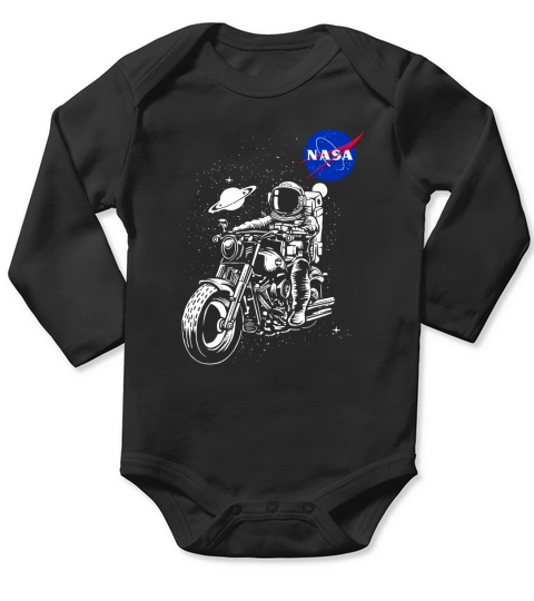 NASA Astronaut Motorcycle Rider in the Galaxy Long Sleeve Baby One-Piece