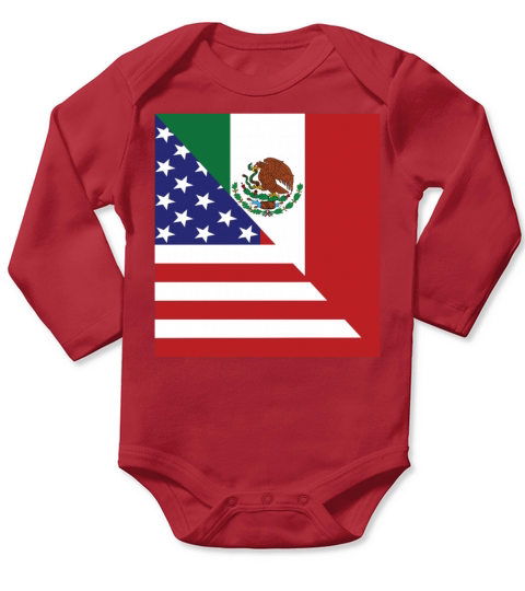 Mexican American Flag Long Sleeve Baby One-Piece