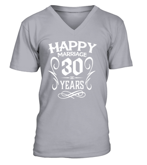 30th Wedding Anniversary 30 Years Happy Marriage Gift Shirt V-Neck T-shirt