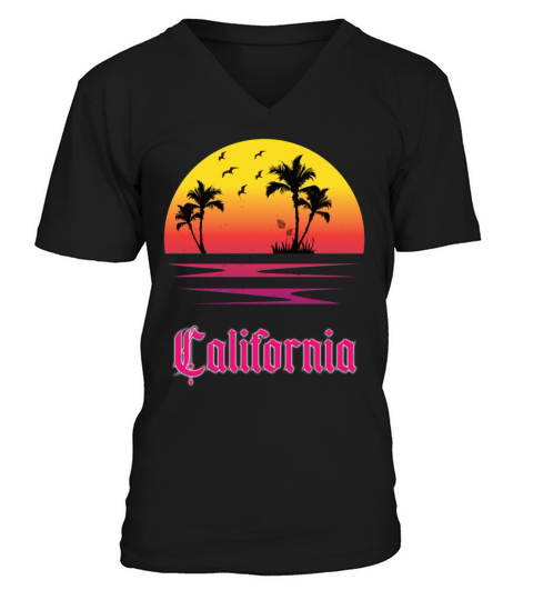 California Summer vibes for the beach with palms Men's V-Neck T-shirt