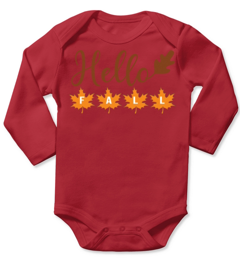 Hello Fall with acorn leaf and maple leaves Long Sleeve Baby One-Piece