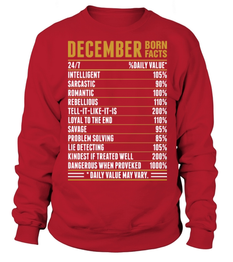December Born Facts Tshirt Women's Sweatshirt