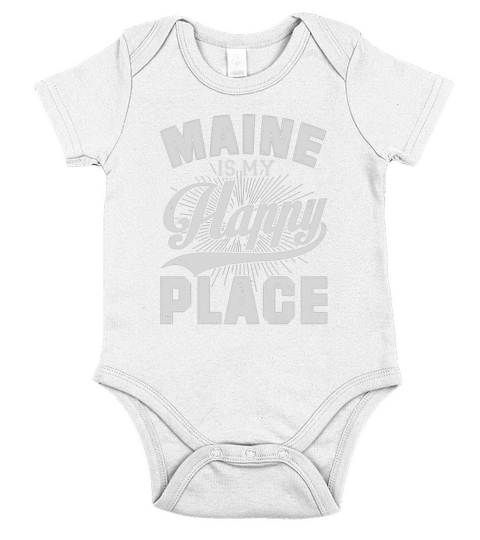 Maine Is My Happy Place T-shirt Retro Vintage Style Short Sleeve Baby One-Piece
