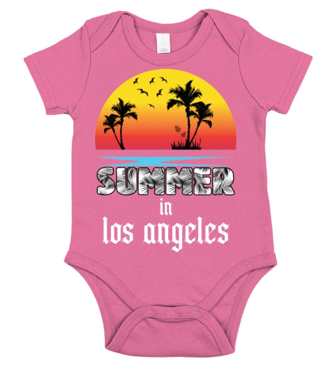 Summer in los angeles beach holiday palm trees Short Sleeve Baby One-Piece