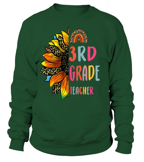3rd grade teacher with cute rainbow sunflower Women's Sweatshirt