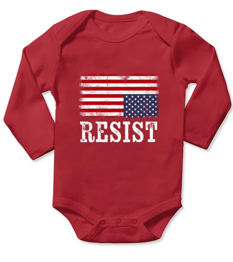 Upside Down American Flag Resist Distress United States USA Long Sleeve Baby One-Piece