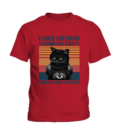 I Like Lifting And My Cat And Maybe Three People Kids T-Shirt