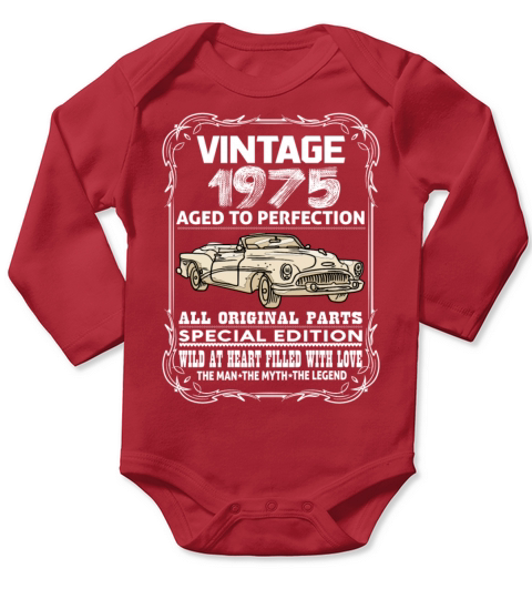 VINTAGE 1975-AGED TO PERFECTION Long Sleeve Baby One-Piece