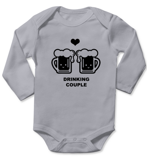 BEER Drinking couple Long Sleeve Baby One-Piece