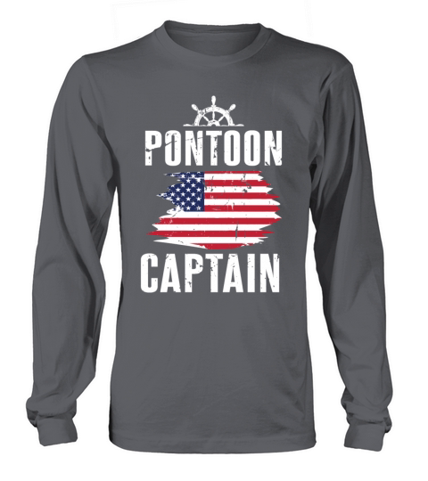 Pontoon Captain American Boating Flag Dad Grandpa Women's Long Sleeve