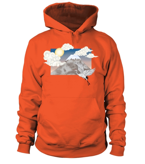 Japanese Crane and mountain sun set Women's Hoodie