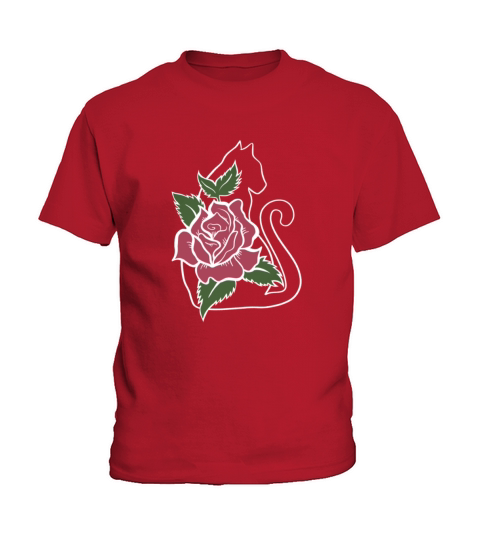 Floral Rose Cat Kids T-Shirt