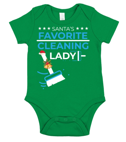 Santa s Favorite Cleaning Lady Christmas Gift Short Sleeve Baby One-Piece