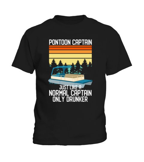 Funny Vintage Retro Pontoon Captain Drunker Kids T-Shirt