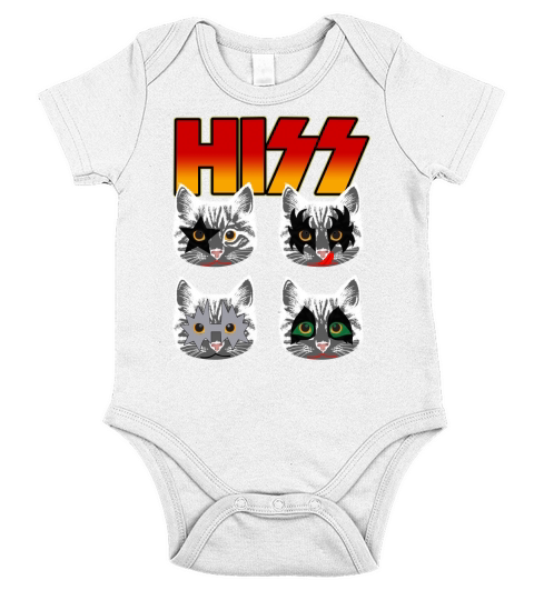 HISS KISS CATS KITTENS ROCK FUNNY TSHIRT Short Sleeve Baby One-Piece