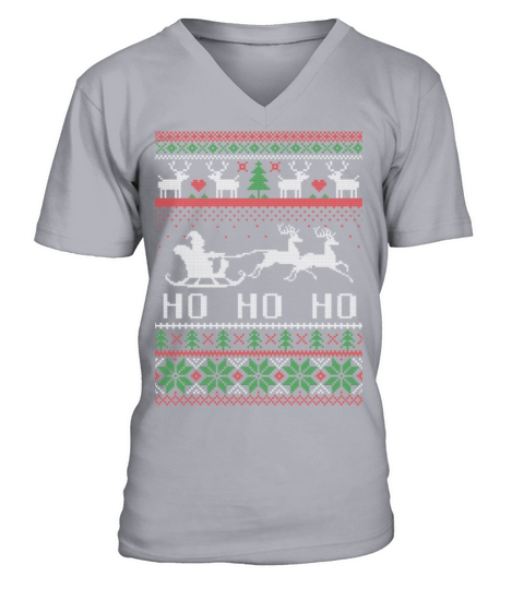 Merry Christmas Santa Claus Reindeer and Christmas Tree - Ho Ho Ho Men's V-Neck T-shirt