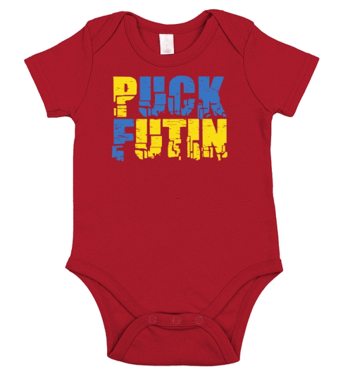 Support Ukraine Funny Puck Futin Flag T-Shirt Short Sleeve Baby One-Piece