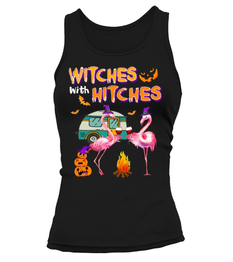 Witches With Hitches Halloween Flamingo Wine Shirt Women's Tank Top