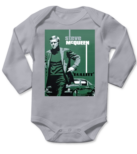 Bullitt Steve Mcqueen Ford Mustang Long Sleeve Baby One-Piece