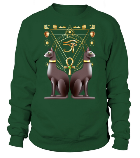 Egyptian Cat Horus Eye Ankh Sacred Geometry Women's Sweatshirt