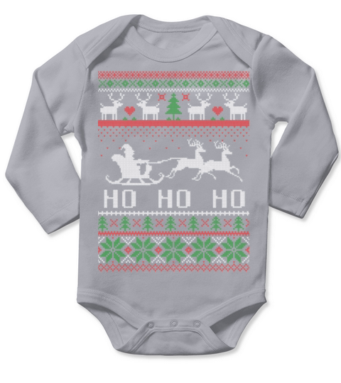 Merry Christmas Santa Claus Reindeer and Christmas Tree - Ho Ho Ho Long Sleeve Baby One-Piece
