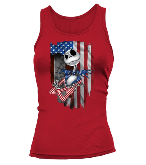 Jack Skellington American flag 4th of July shirt Tank top Woman